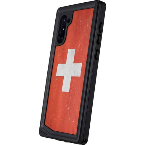 Switzerland Flag Distressed Galaxy Note 10 Waterproof Case