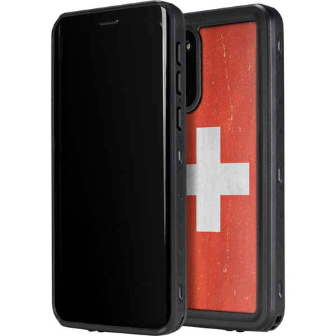 Switzerland Flag Distressed Galaxy S20 Plus Waterproof Case