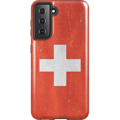 Switzerland Flag Distressed Galaxy S21 5G Pro Case