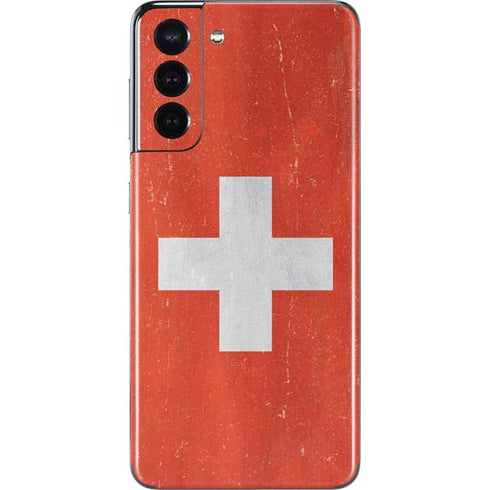 Switzerland Flag Distressed Galaxy S21 5G Skin