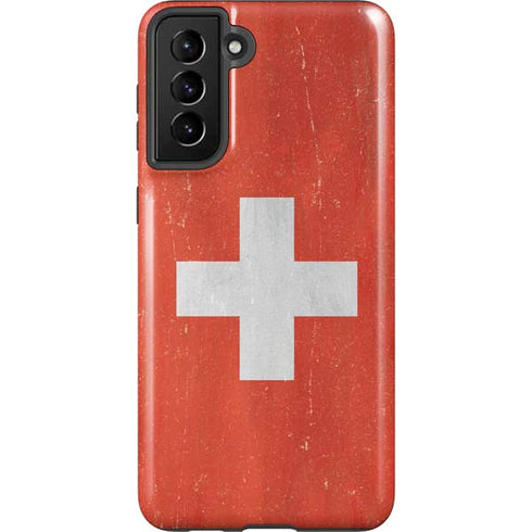 Switzerland Flag Distressed Galaxy S21 Plus 5G Pro Case