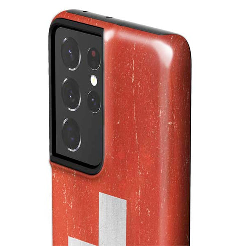 Switzerland Flag Distressed Galaxy S21 Ultra 5G Pro Case