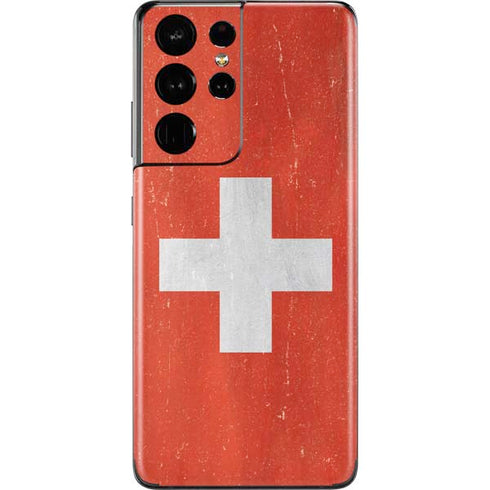 Switzerland Flag Distressed Galaxy S21 Ultra 5G Skin
