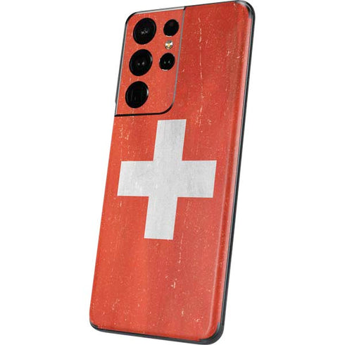 Switzerland Flag Distressed Galaxy S21 Ultra 5G Skin