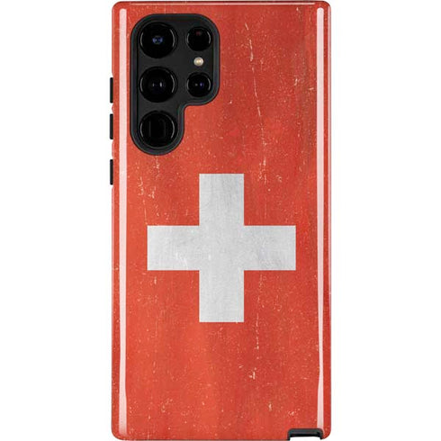 Switzerland Flag Distressed Galaxy S22 Ultra Pro Case