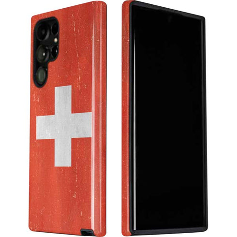 Switzerland Flag Distressed Galaxy S22 Ultra Pro Case