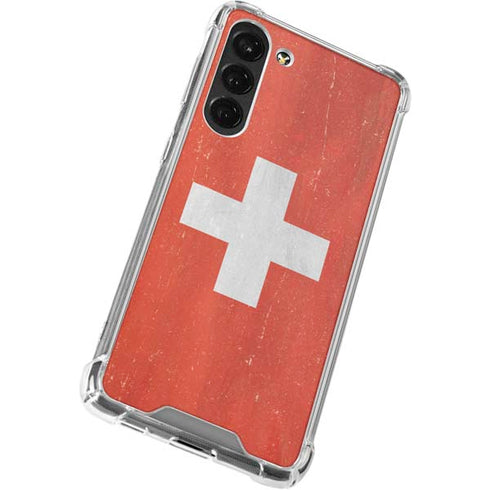 Switzerland Flag Distressed Galaxy S23 Plus Clear Case