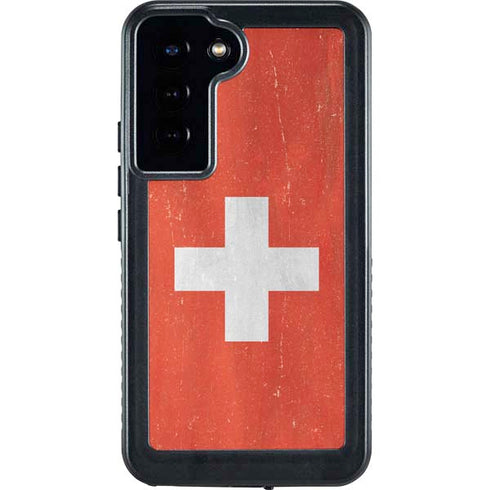 Switzerland Flag Distressed Galaxy S23 Plus Waterproof Case