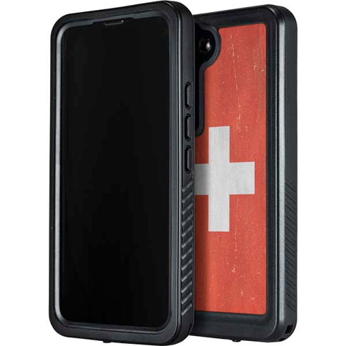 Switzerland Flag Distressed Galaxy S23 Plus Waterproof Case