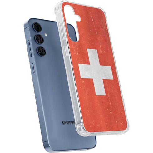 Switzerland Flag Distressed Galaxy S24 Clear Case