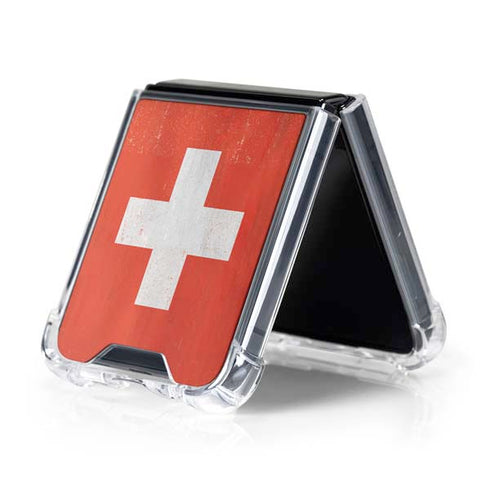 Switzerland Flag Distressed Galaxy Z Flip5 5G Clear Case