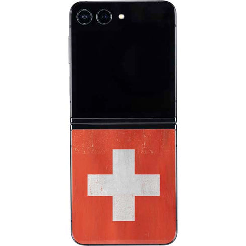 Switzerland Flag Distressed Galaxy Z Flip5 5G Skin