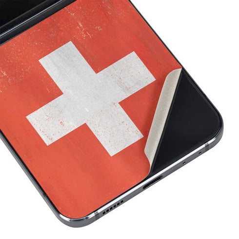 Switzerland Flag Distressed Galaxy Z Flip5 5G Skin