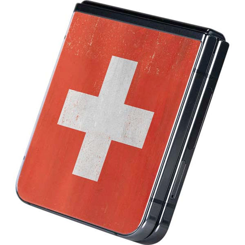 Switzerland Flag Distressed Galaxy Z Flip5 5G Skin