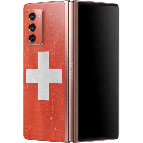 Switzerland Flag Distressed Galaxy Z Fold2 5G Skin