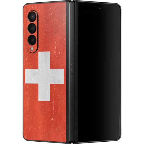 Switzerland Flag Distressed Galaxy Z Fold3 5G Skin