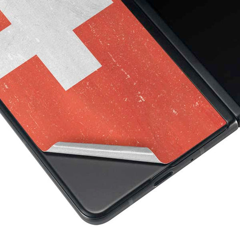 Switzerland Flag Distressed Galaxy Z Fold3 5G Skin