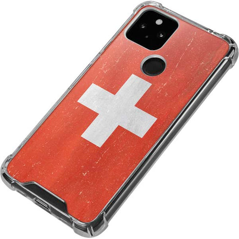 Switzerland Flag Distressed Google Pixel 5a 5G Clear Case