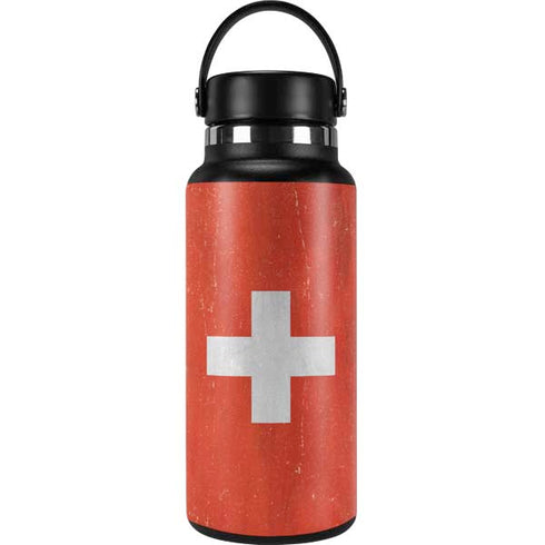 Switzerland Flag Distressed Hydro Flask 32oz Wide Mouth Skin