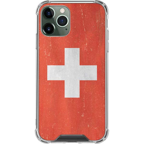 Switzerland Flag Distressed iPhone 11 Pro Max Clear Case