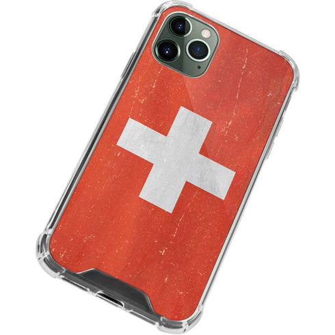 Switzerland Flag Distressed iPhone 11 Pro Max Clear Case