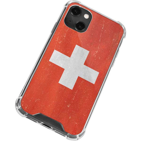 Switzerland Flag Distressed iPhone 13 Mini Clear Case