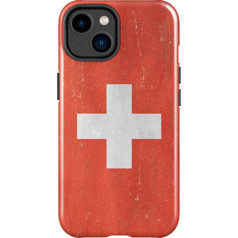 Switzerland Flag Distressed iPhone 15 Plus Impact Case