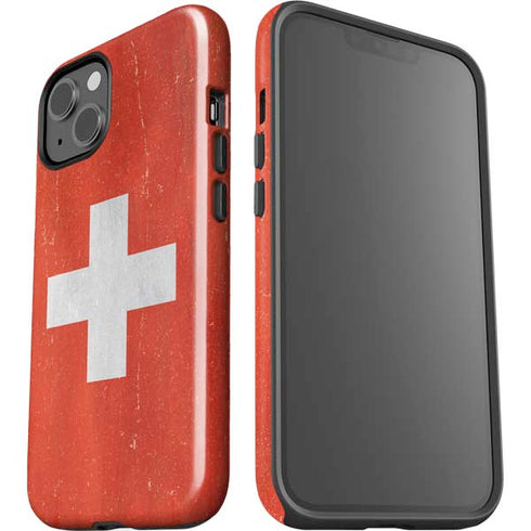 Switzerland Flag Distressed iPhone 15 Plus Impact Case