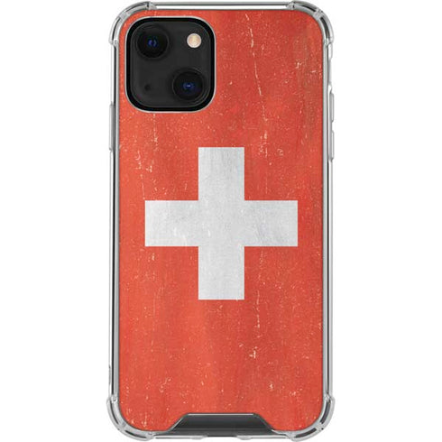 Switzerland Flag Distressed iPhone 14 Plus Clear Case