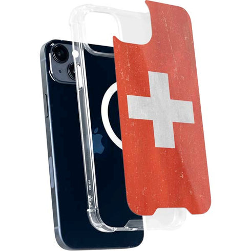 Switzerland Flag Distressed iPhone 14 Plus MagSafe Case