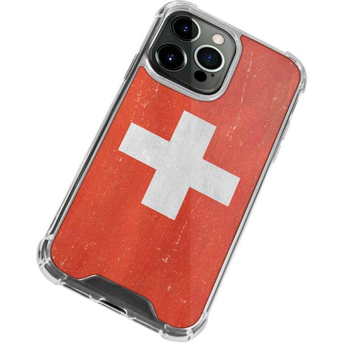 Switzerland Flag Distressed iPhone 15 Pro Clear Case