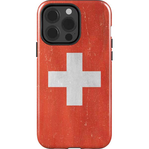 Switzerland Flag Distressed iPhone 15 Pro Impact Case