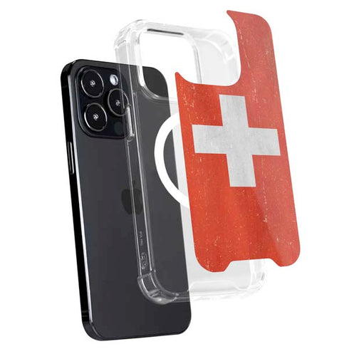 Switzerland Flag Distressed iPhone 14 Pro MagSafe Case