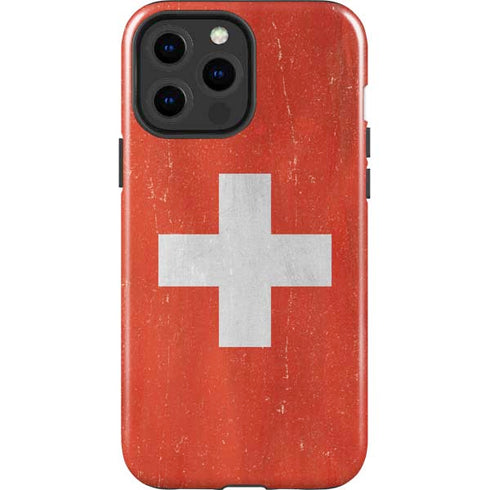Switzerland Flag Distressed iPhone 15 Pro Max Impact Case