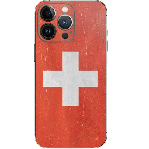 Switzerland Flag Distressed iPhone 14 Pro Skin