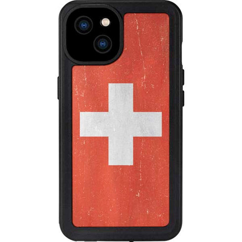 Switzerland Flag Distressed iPhone 15 Plus Waterproof Case