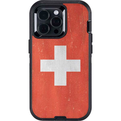 Switzerland Flag Distressed Otterbox Defender iPhone Skin