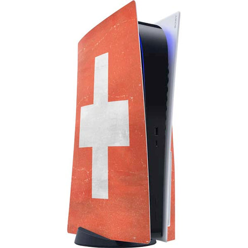 Switzerland Flag Distressed PS5 Console Skin