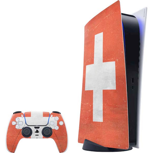 Switzerland Flag Distressed PS5 Digital Edition Bundle Skin