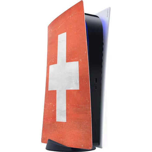 Switzerland Flag Distressed PS5 Digital Edition Console Skin