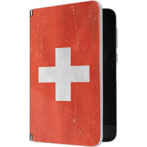 Switzerland Flag Distressed Surface Duo Skin