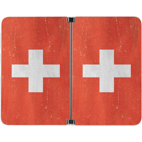Switzerland Flag Distressed Surface Duo Skin