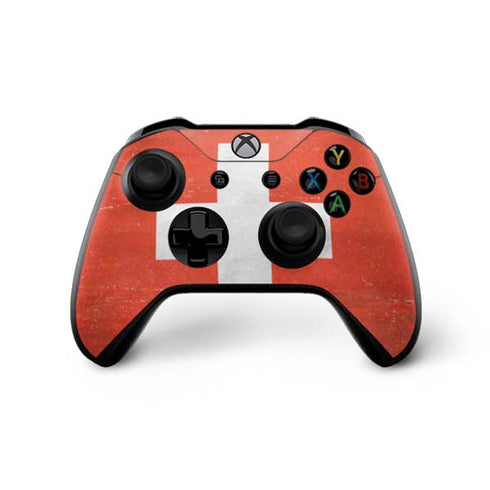 Switzerland Flag Distressed Xbox One X Controller Skin