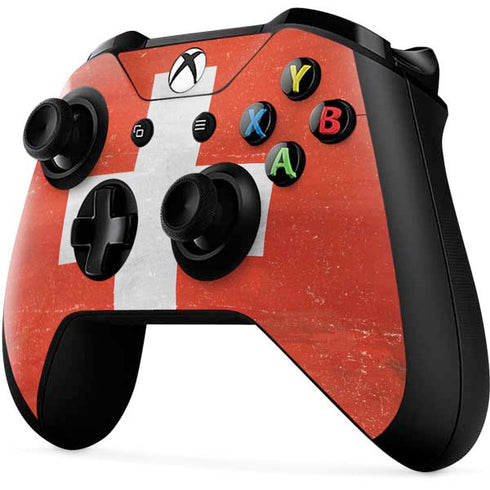 Switzerland Flag Distressed Xbox One X Controller Skin