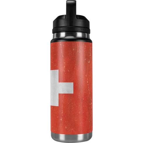 Switzerland Flag Distressed YETI Rambler 26oz Bottle Skin