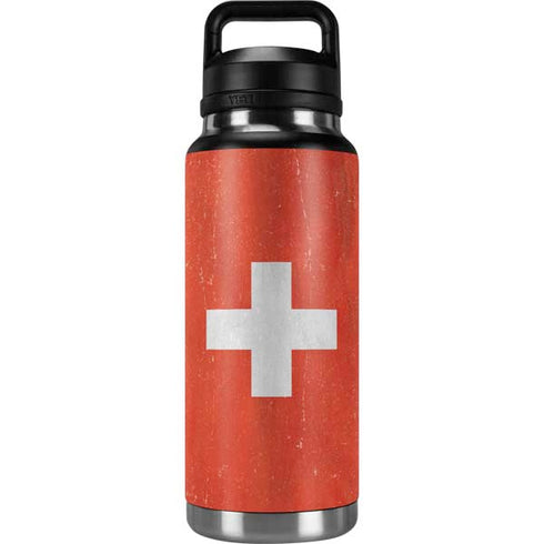 Switzerland Flag Distressed YETI Rambler 36oz Bottle Skin