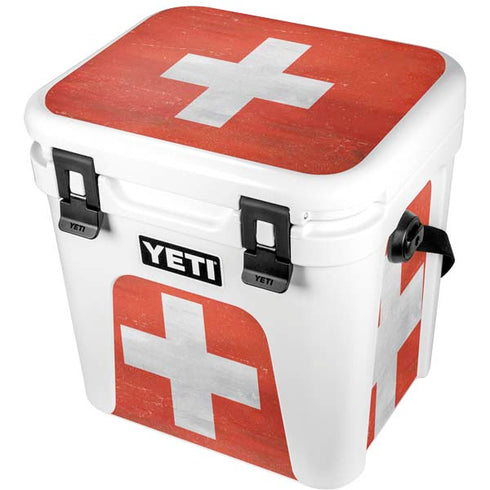 Switzerland Flag Distressed YETI Roadie 24 Hard Cooler Skin