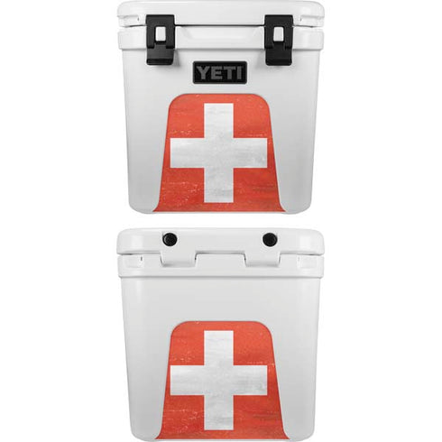 Switzerland Flag Distressed YETI Roadie 24 Hard Cooler Skin