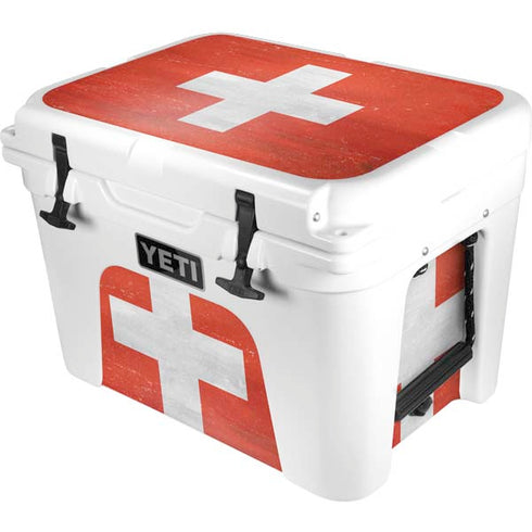 Switzerland Flag Distressed YETI Tundra 35 Hard Cooler Skin