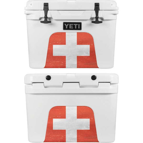 Switzerland Flag Distressed YETI Tundra 35 Hard Cooler Skin
